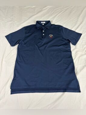 Peter Millar Mens Blue Short Sleeve Polyester Polo Shirt L